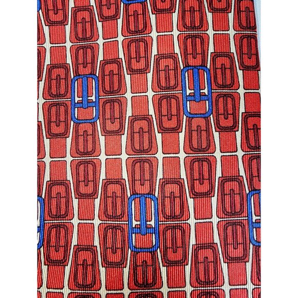 Gucci Men's Red & Blue Print Geometric 100% Silk Tie Made in Italy 247 - Picture 7 of 12